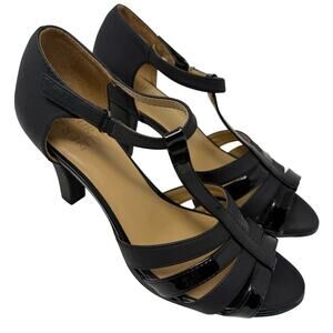 Naturalizer Delight Peep Toe Ankle Strap Women's Black Pump Size 8